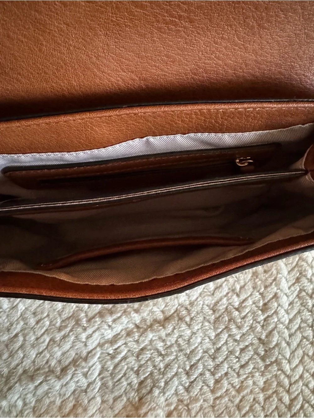 Brown LC Lauren Conrad Blair crossbody bag rose gold-tone and adjustable strap